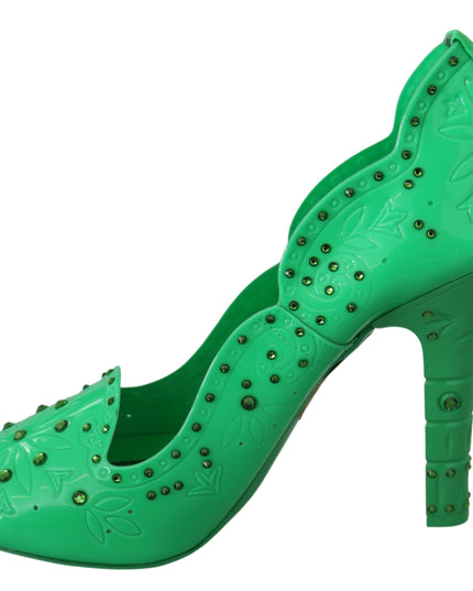 Dolce & Gabbana Green Crystal Floral Heels CINDERELLA Shoes