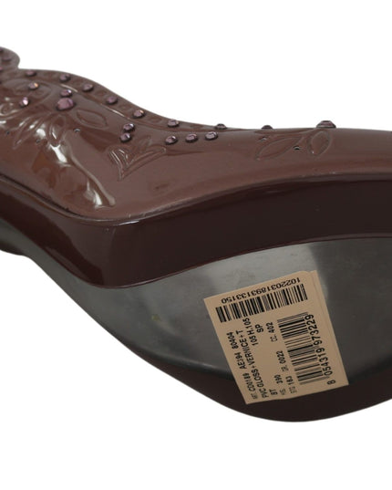 Dolce & Gabbana Brown Floral Crystal Heels CINDERELLA Shoes