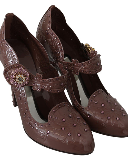 Dolce & Gabbana Brown Floral Crystal CINDERELLA Heels Shoes