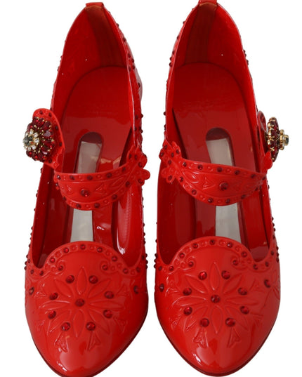 Dolce & Gabbana Red Floral Crystal CINDERELLA Heels Shoes