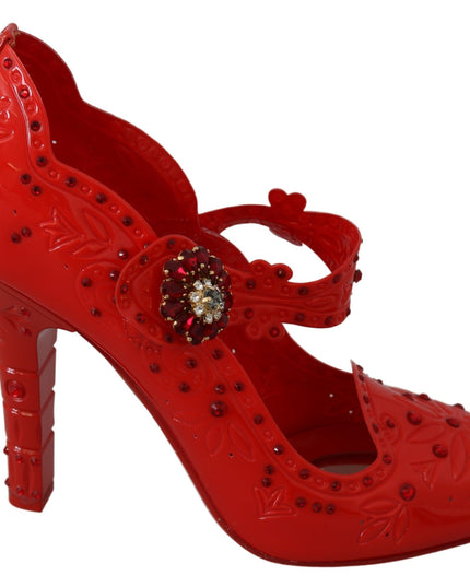 Dolce & Gabbana Red Floral Crystal CINDERELLA Heels Shoes