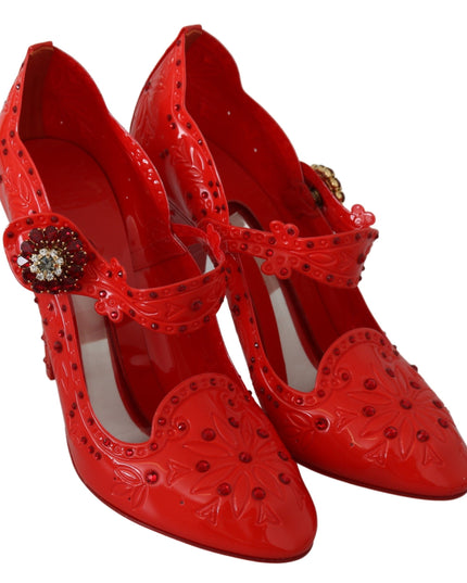 Dolce & Gabbana Red Floral Crystal CINDERELLA Heels Shoes