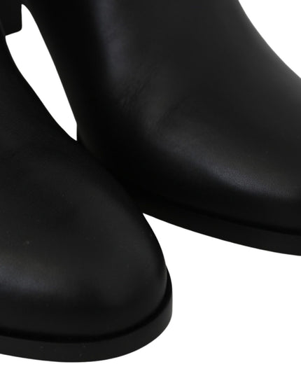 Jimmy Choo Elegant Black Calf Leather Heeled Boots