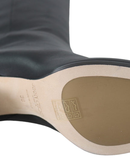 Jimmy Choo Elegant Black Calf Leather Heeled Boots