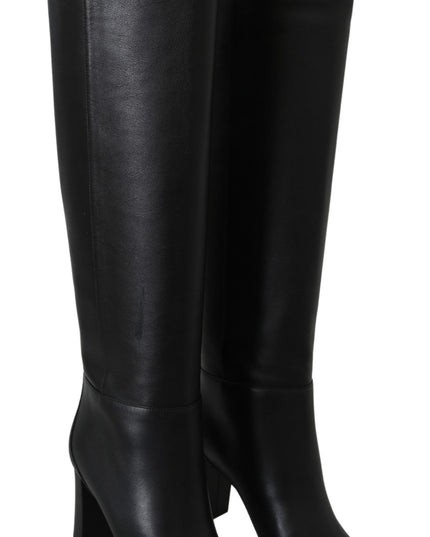 Jimmy Choo Elegant Black Calf Leather Heeled Boots