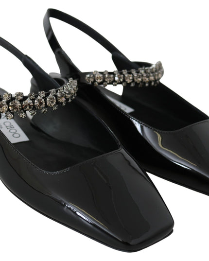 Jimmy Choo Elegant Black Patent Flats with Crystal Accent