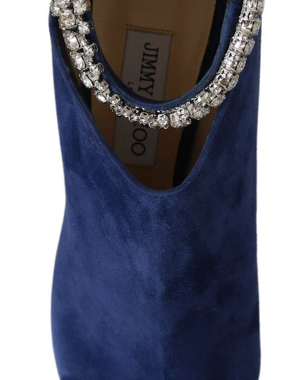 Jimmy Choo Pop Blue Crystal-Strap Heeled Boots