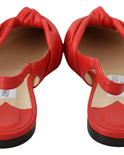 Jimmy Choo Chic Red Pointed Toe Leather Flats