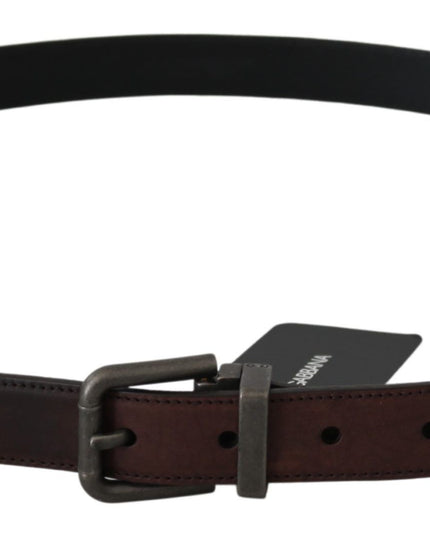 Dolce & Gabbana Solid Brown Leather Gray Buckle Belt