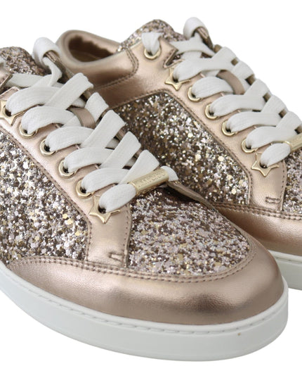 Jimmy Choo Ballet Pink Glitter Leather Sneakers