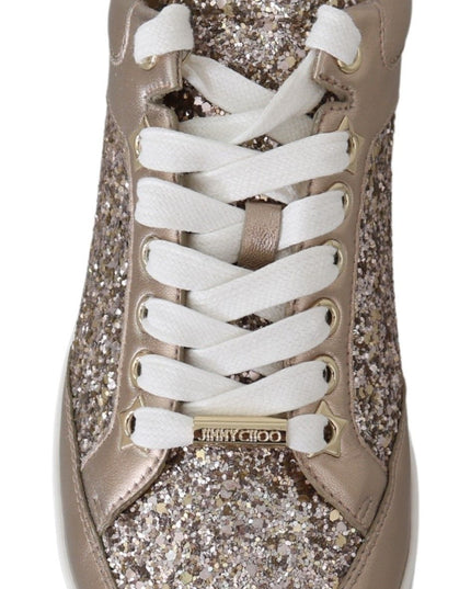 Jimmy Choo Ballet Pink Glitter Leather Sneakers