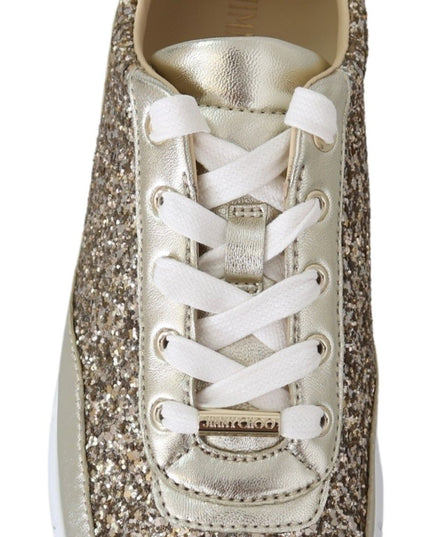 Jimmy Choo Antique Gold Glitter Leather Sneakers