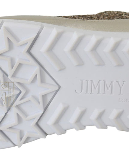 Jimmy Choo Antique Gold Glitter Leather Sneakers