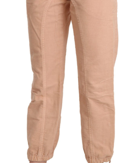 Ermanno Scervino Beige Mid Waist Cropped Cotton Trouser Pants