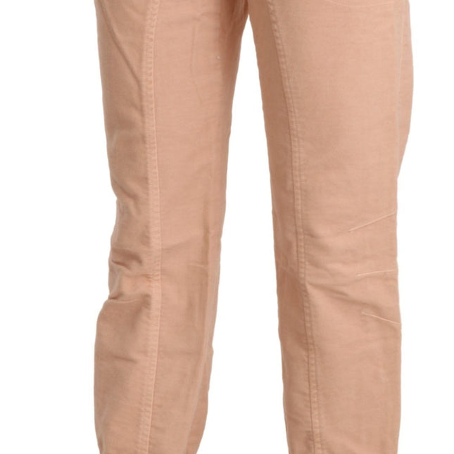 Ermanno Scervino Beige Mid Waist Cropped Cotton Trouser Pants