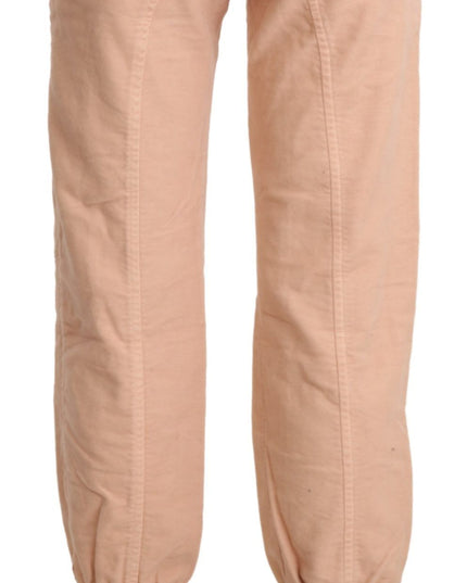 Ermanno Scervino Beige Mid Waist Cropped Cotton Trouser Pants