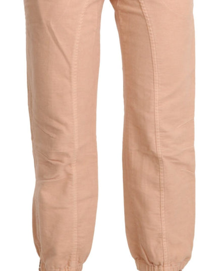 Ermanno Scervino Beige Mid Waist Cropped Cotton Trouser Pants