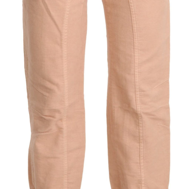 Ermanno Scervino Beige Mid Waist Cropped Cotton Trouser Pants