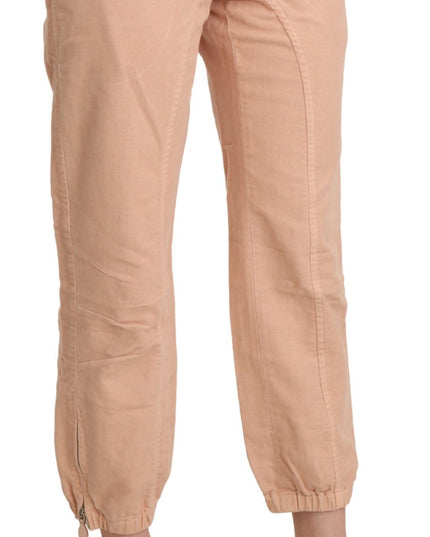 Ermanno Scervino Beige Mid Waist Cropped Cotton Trouser Pants