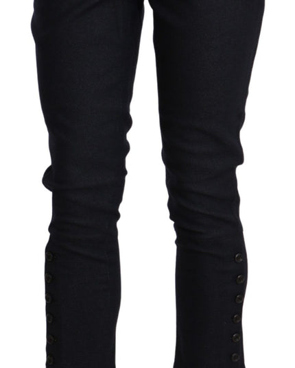 Ermanno Scervino Black High Waist Capri Cropped Cotton Pants