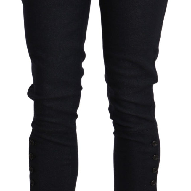 Ermanno Scervino Black High Waist Capri Cropped Cotton Pants