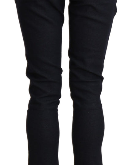 Ermanno Scervino Black High Waist Capri Cropped Cotton Pants