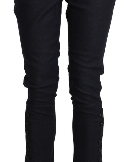 Ermanno Scervino Black High Waist Capri Cropped Cotton Pants