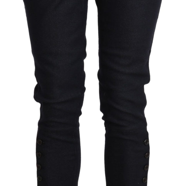 Ermanno Scervino Black High Waist Capri Cropped Cotton Pants