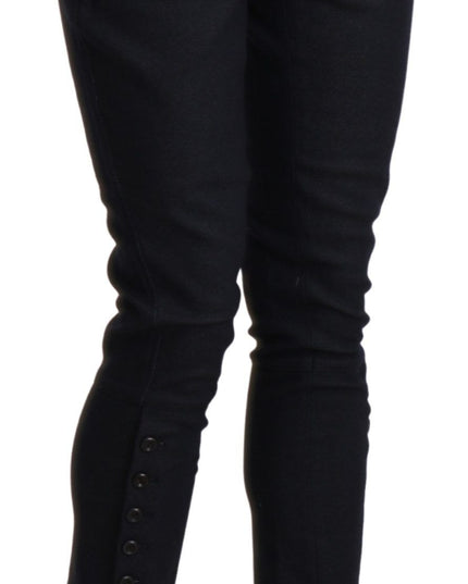 Ermanno Scervino Black High Waist Capri Cropped Cotton Pants