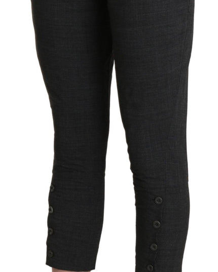 Ermanno Scervino Gray High Waist Capri Cropped Cotton Pants