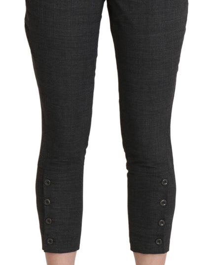 Ermanno Scervino Gray High Waist Capri Cropped Cotton Pants