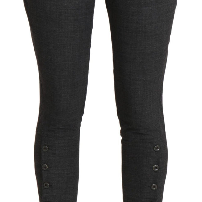 Ermanno Scervino Gray High Waist Capri Cropped Cotton Pants