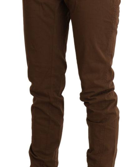 Ermanno Scervino Brown High Waist Skinny Trouser Cotton Pants