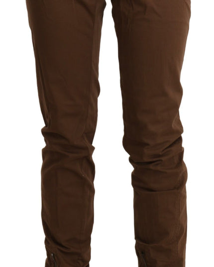Ermanno Scervino Brown High Waist Skinny Trouser Cotton Pants