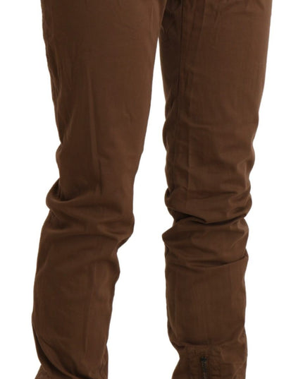 Ermanno Scervino Brown High Waist Skinny Trouser Cotton Pants