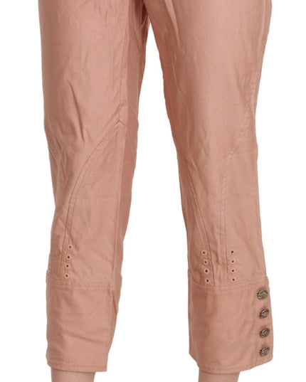 Ermanno Scervino Cotton Pink High Waist Cropped Trouser Pants