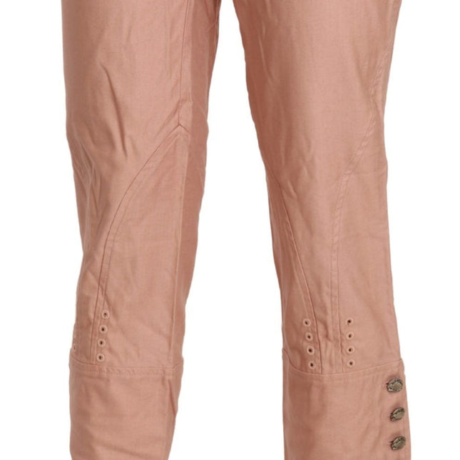 Ermanno Scervino Cotton Pink High Waist Cropped Trouser Pants