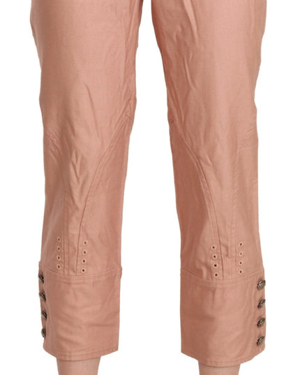 Ermanno Scervino Cotton Pink High Waist Cropped Trouser Pants
