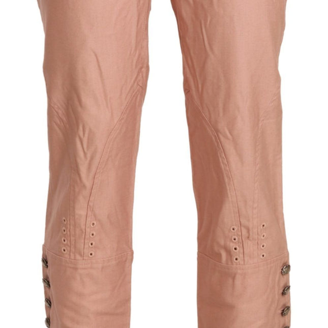 Ermanno Scervino Cotton Pink High Waist Cropped Trouser Pants
