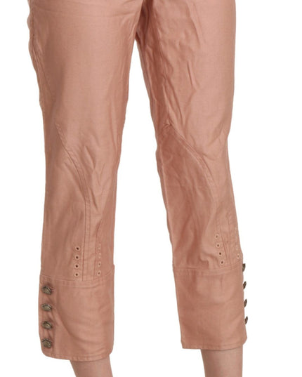 Ermanno Scervino Cotton Pink High Waist Cropped Trouser Pants