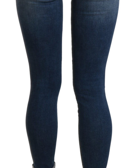 Ermanno Scervino Blue Washed High Waist Skinny Cropped Cotton Jeans