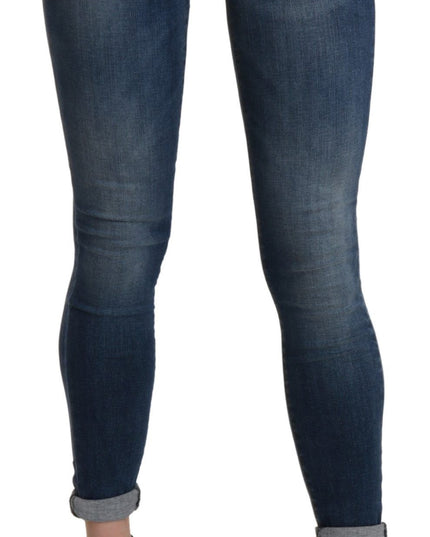 Ermanno Scervino Blue Washed High Waist Skinny Cropped Cotton Jeans