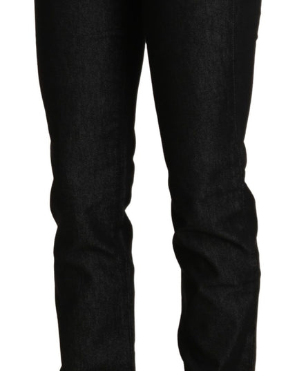 Ermanno Scervino Black Mid Waist Skinny Slim Denim Trouser