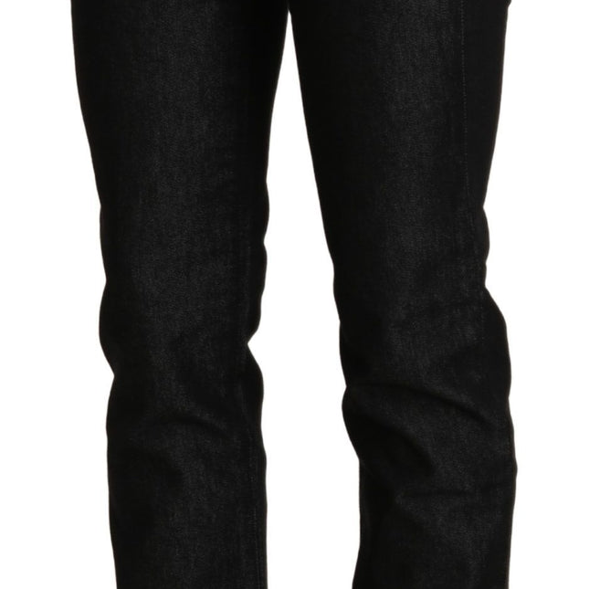 Ermanno Scervino Black Mid Waist Skinny Slim Denim Trouser
