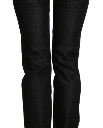 Ermanno Scervino Black Mid Waist Skinny Slim Denim Trouser
