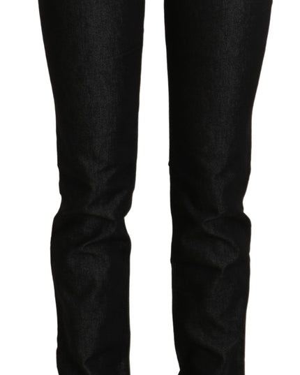 Ermanno Scervino Black Mid Waist Skinny Slim Denim Trouser