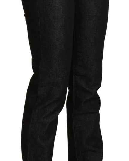 Ermanno Scervino Black Mid Waist Skinny Slim Denim Trouser