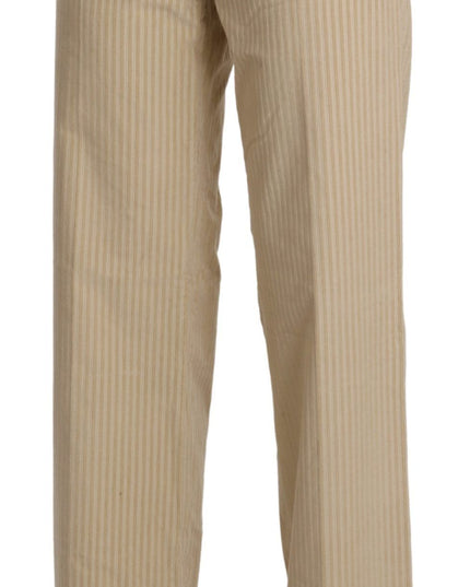 Ermanno Scervino Beige High Waist Flared Wide Leg Trouser Pants