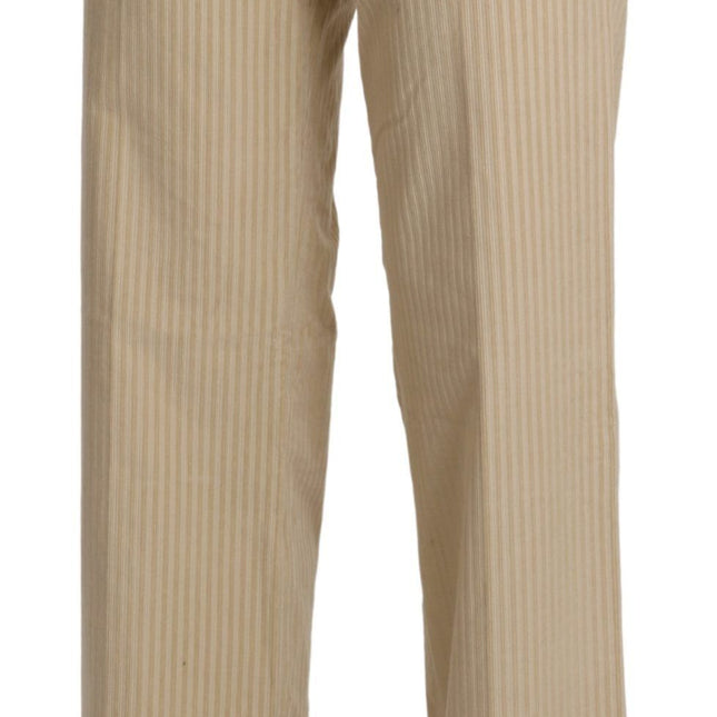 Ermanno Scervino Beige High Waist Flared Wide Leg Trouser Pants