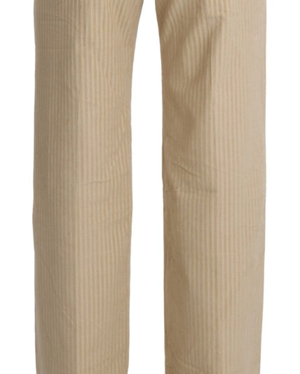 Ermanno Scervino Beige High Waist Flared Wide Leg Trouser Pants